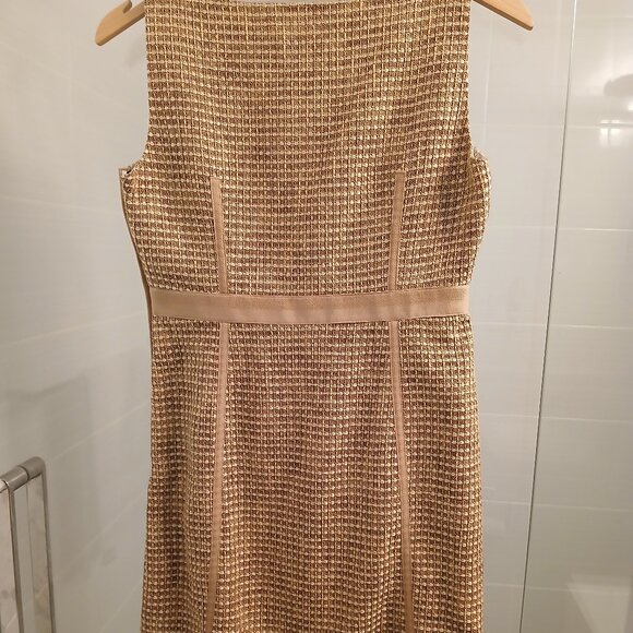 RED VALENTINO neutral gold tweed mini dress - Picture 10 of 11